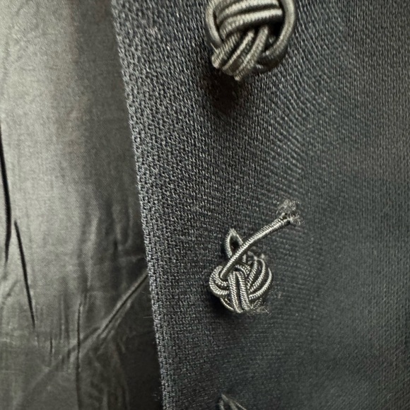 Vintage 80s 90s Ann Taylor Size 8 Long Blazer Black Wool Embroidered Sleeves - Picture 10 of 10